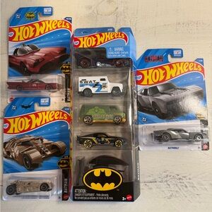4 Hot Wheels Batman Sets Including Batman 5-Pack and 3 Individual Batmobiles